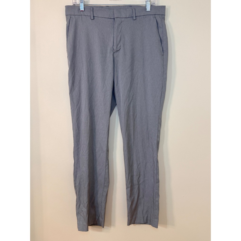 AXIST Mens Dress Pants Grey Flat Front Tapered Trousers 32x30